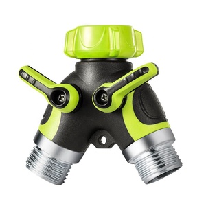 Connecteur de tuyau d'arrosage de jardin en acier inoxydable, séparateur de tuyau en Y à 2 voies avec Valve d'arrêt - Product Image 6