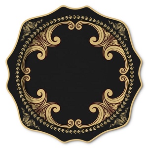 Wholesale Black and Gold Ceramic Sunflower <b>Dinnerware</b> <b>Sets</b> Porcelain Charger Dinner Dessert Bread Plate <b>Sets</b> - Product Image 6