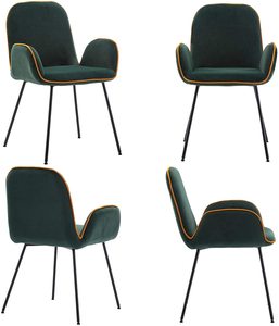 Velvet Dining <strong>Chairs</strong>, Fabric Upholstered <strong>Accent</strong> <strong>Chairs</strong> for Living Room, Set of 2, Dark <strong>Green</strong> - Product Image 3