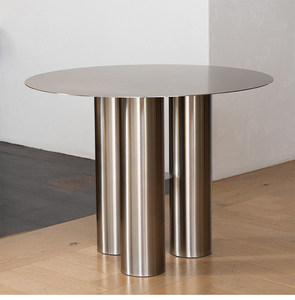 Italian-style Minimalist Stainless-steel <b>Dining</b> <b>Table</b> Designer-inspired Light-luxury Model Three-column Legs Exuding Upscale - Product Image 6