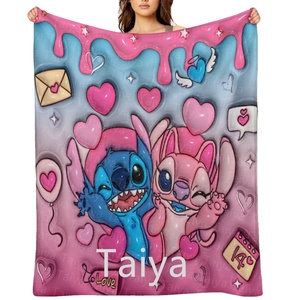 Lowest Price Latest Fashion Cute 3D Inflated <strong>Stitch</strong> Super Soft Microfiber Flannel <strong>Throw</strong> Valentine's Day Blankets Kids Blanket - Product Image 1