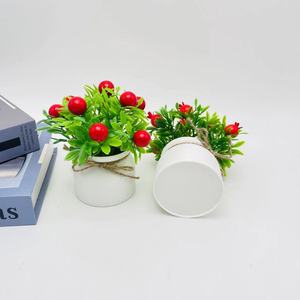 Mini Bonsái de Frutas Artificiales Paulon de 13 cm, Plantas en Maceta de Plástico con Lazo, Decoración para el Hogar, Naranja, Chile, Granada, Cereza - Product Image 4