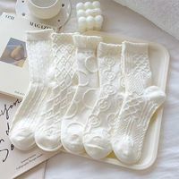 Chaussettes Lolita douces en tricot torsadé blanc pour femmes, tendance printemps-automne, mi-mollet