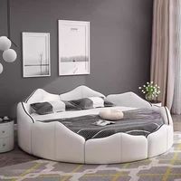Lit rond de style européen Chambre à coucher Double Home Hotel 2M Lit King Size en cuir rond moderne et souple