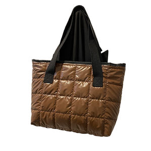 Stock New Fashion Unisex Waterproof Polyester Quilted Two <b>Straps</b> Zipper Lightweight <b>Shoulder</b> Fluffy Handbag Crossbody Bag - Product Image 3