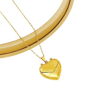 Collar con colgante <span class=keywords><strong>de</strong></span> sobre <span class=keywords><strong>de</strong></span> acero inoxidable en varios idiomas con mensaje <span class=keywords><strong>de</strong></span> medallón magnético <span class=keywords><strong>de</strong></span> corazón chapado en oro personalizado - Product Image 5