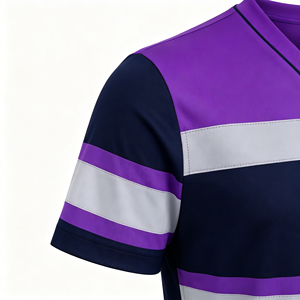 High-Visibility <b>Fluorescent</b> Purple Reflective Stripes Workwear T-Shirt Multi-Scenario Use Reflective Safety <b>Clothing</b> - Product Image 4