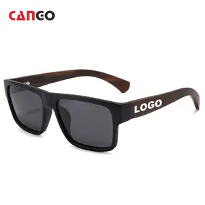 Cango kare ahşap çift kol erkek güneş gözlüğü özel güneş gözlükleri Logo gözlük Retro dikdörtgen güneş gözlüğü