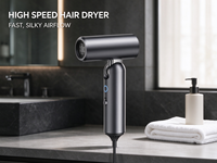 Sèche-cheveux pliable haute vitesse 110000 tr/min, moteur sans balais 1300 W, ionique, avec buse concentratrice, idéal pour le voyage et le salon