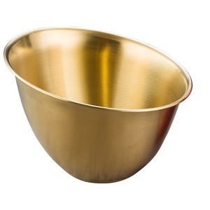 Bol à salade en acier inoxydable argenté et doré, style rétro, pour usage commercial en cuisine de restaurant - Product Image 4