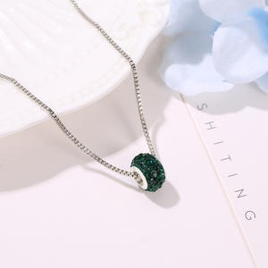 Collar de Moda con Cuentas de Arcilla Suave con Diamantes, Colgante de Bola de Diamantes con Orificio Grande, Cadena Veneciana, Collar de Aleación para Mujer - Product Image 4