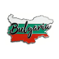 Aimant de réfrigérateur en émail avec carte du Drapeau de la Serbie - Autocollant métallique pour réfrigérateur avec les villes serbes et l'emblème national de Belgrade