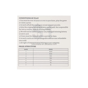Custom Logo Full Color 280g Black-core <b>Paper</b> Winning Wholesale Lottery <b>Pattern</b> Printing Scratch Card Tickets - Product Image 4