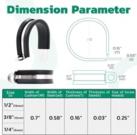 Kit d'assortiment de 72 serre-câbles, revêtement en caoutchouc, 3 tailles (1/4"-1/2"), en acier inoxydable 304, anti-vibration, résistant à la rouille