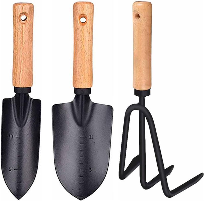 Doz 3pcs Manual Wooden Handle Stainless