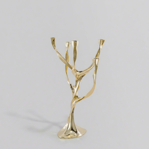 Flame Holder Golden Candelabra with <b>Twisted</b> Design for Home Decoration - Product Image 1
