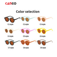 Lunettes de soleil rondes personnalisées pour enfants, logo OEM ODM, protection UV400, monture PC, couleur bonbon, faible MOQ, fournisseur en gros
