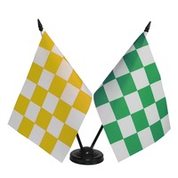 Drapeaux à agiter personnalisés avec logo, mini drapeaux à carreaux, drapeaux de course automobile, drapeaux de bureau, support de drapeau de bureau, mât de drapeau noir en plastique