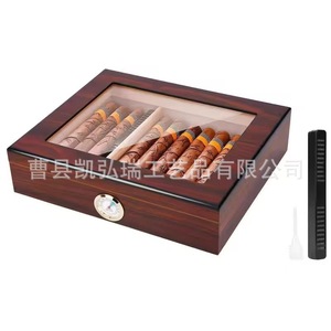 Boîte de rangement pour cigares en bois, boîte de collection de cigares, boîte humidificatrice pour cigares en bois faite à la main, boîte carrée en bois à couvercle rabattable - Product Image 2