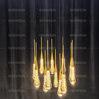 Lustre LED linéaire rond de 24 pouces à 19 têtes en forme de goutte d'eau pour hall d'entrée, escalier, villa moderne, hôtel, luminaires longs en forme de goutte de pluie