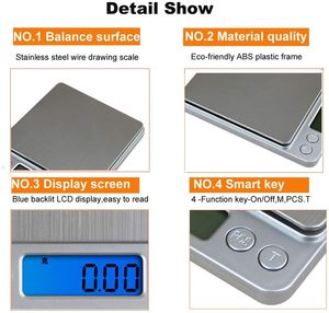 Balance de cuisine numérique électronique intelligente de poche pour bijoux, aliments et café, précision 0,01g à 500g, vente en gros - Product Image 3