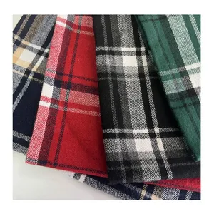 Super Cheap 130-180gsm Woven Poly Cotton Yarn Dyed Check Flannel Fabric For Men's Shirt