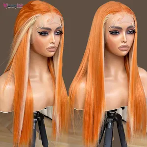 Ginger 613 Lace Frontal Wig 28 30 Inch Skunk Stripe Peruca de cabelo humano 13x4 Blonde Straight Lace Front Perucas de cabelo humano para mulheres