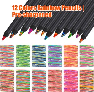 Juego de 12 Lápices y Crayones de Colores Arcoíris, 12 Colores No Solubles, Multiusos, Recuerdo para Fiestas Infantiles, Material Escolar - Product Image 4