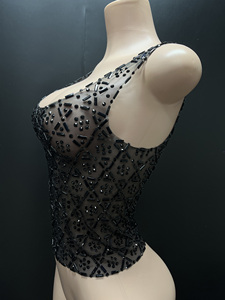 Novance Y3441 <span class=keywords><strong>Noir</strong></span> Bretelles Femmes Tops 2025 Applique De Luxe Strass Court Sexy Femmes Dressy Tops - Product Image 4