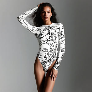 2025 2026 Women's Summer <b>Bodysuit</b> Printed Thin One Piece Top New Fashion <b>Bodysuit</b> Jumpsuit Romper For <b>Ladies</b> Girls - Product Image 4