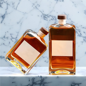 Vetro quadrato trasparente in mattoni 500ml 375ml 250ml bottiglia di vino piatta frutta vuota Whisky <span class=keywords><strong>e</strong></span> vino con chiusura a tappo a vite - Product Image 1