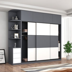 Armadio Guardaroba Professionale all'Ingrosso per Adulti con Cassettiera e Ante <span class=keywords><strong>Scorrevoli</strong></span> Grigie da Assemblare - Product Image 4