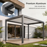 Pergola motorisée en aluminium, à lames orientables électriques, imperméable, résistante aux intempéries, avec télécommande, pour terrasse et jardin, pour espaces extérieurs