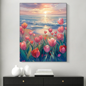 Pittura <span class=keywords><strong>di</strong></span> vendita calda con numeri <span class=keywords><strong>di</strong></span> arte <span class=keywords><strong>tulipani</strong></span> in riva al mare vernice per numero kit regali <span class=keywords><strong>di</strong></span> festa - Product Image 3