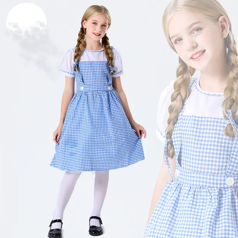 Wizard Of Oz Dorothy Memainkan Kostum Pelayan Abad Pertengahan Dalam Kostum Karakter Pastoral Halloween Kostum Anak-anak
