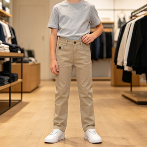 Pantalon Gallant pour Garçons – Coupe Droite, Toile Personnalisée, Décontracté, Taille Moyenne, Boutons, Respirant – Pour Enfants et Étudiants (5-11 Ans) - Product Image 3