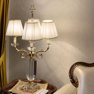 Lampade per camere da letto Set di 2 moderne lampade da comodino in <span class=keywords><strong>cristallo</strong></span> con <span class=keywords><strong>paralume</strong></span> in tessuto di lino - Product Image 2