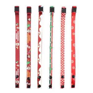 Face Masks Lanyard Strap Custom Logo Durable Beaded Button Christmas Polyester Sublimation Lanyard <b>Snap</b> <b>Hook</b> Disconnect Buckle - Product Image 3