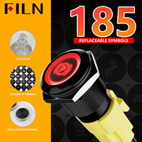 Desarrollo de patente FILN de 19mm 185 opciones de símbolos interruptores de botón estilo enchufable con arnés de cables iluminado para máquina