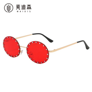 Maidis Oval Rhinestone Sunglasses For Women UV400 Metal <b>Frame</b> <b>Black</b> Lens Fashionable Outdoor Use - Product Image 3