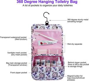 Sac <span class=keywords><strong>de</strong></span> salle <span class=keywords><strong>de</strong></span> bain imperméable personnalisé pour adolescentes, sac <span class=keywords><strong>de</strong></span> <span class=keywords><strong>toilette</strong></span> <span class=keywords><strong>de</strong></span> voyage suspendu, sac <span class=keywords><strong>de</strong></span> cosmétique <span class=keywords><strong>de</strong></span> douche mignon pour filles avec crochet - Product Image 2