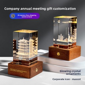 Lámpara Nocturna con Logotipo Personalizado, Grabado en Cristal 3D con Tema del <span class=keywords><strong>Horizonte</strong></span> de Singapur, para Regalos Corporativos, Aniversarios y Conmemoraciones - Product Image 5