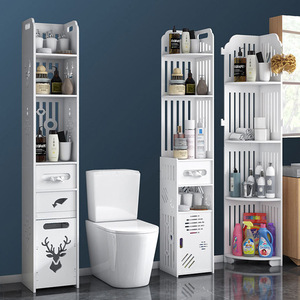 Gabinete Esquinero <span class=keywords><strong>de</strong></span> Piso para Baño <span class=keywords><strong>con</strong></span> Puerta, Cajón y Estantes Ajustables para Almacenamiento - Product Image 1