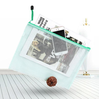 Wenshun sac de fichiers en PVC personnalisé de taille A4 pochette à documents transparente en PP avec fermeture à glissière en maille étanche pour organisateur d'école ou de bureau