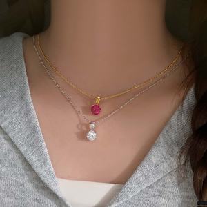 Colliers pendentifs multicolores en zircon cubique plaqué or 18 carats, collier tendance avec pierre de naissance pour fille - Product Image 6