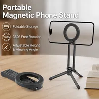 Support de téléphone portable magnétique en alliage d'aluminium anti-corrosion avec mousqueton, trépied mobile pour bureau et prise de vue en direct, utilisation à la main