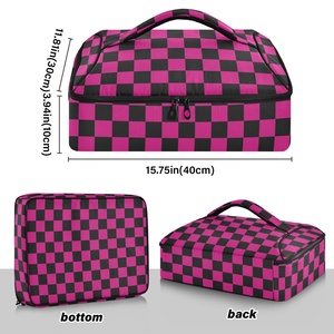 Hawaiian Custom Pink Checked Plaid Insulated Thermal Bag Pizza Casserole Pans Carrier Cooler Bags for Food Delivery - Product Image 3