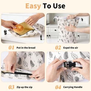 2 Buah Kantong Roti Lilin Lebah yang Dapat Digunakan Kembali untuk Roti Buatan Sendiri Sourdough untuk Menjaga Kesegaran, Aman untuk Freezer, Ukuran Besar dengan Ritsleting dan Gesper Elastis - Product Image 4