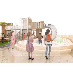 Parque de juegos de madera natural, juego de rol de piscina de bolas, juego suave, tienda de juegos para interiores, tobogán de acero inoxidable - Product Image 1