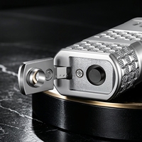 Briquet à cigares et cigarettes rechargeable coupe-vent, portable, en métal, à double flamme réglable, au propane/butane, avec coupe-cigare intégré
